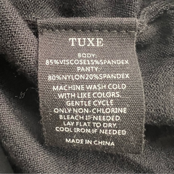 Tuxe Bodywear Protege Black Fine Knit V-Neck Bodysuit - Picture 9 of 9